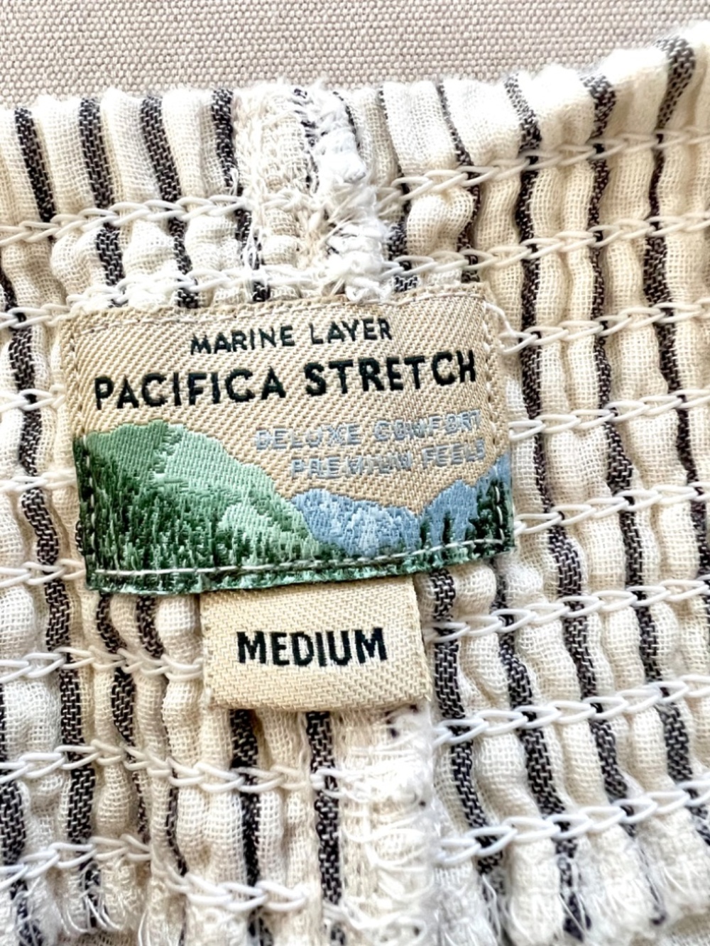 MARINE LAYER Pacifica Stretch Cotton Blend Wide Leg Pants - Charcoal Stripe - M - Picture 5 of 9